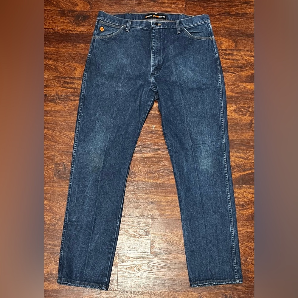 WRANGLER FR men’s FLAME-RESISTANT ORIGINAL FIT STRETCH blue JEAN size 38x36